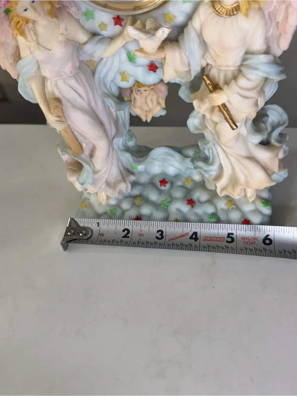 Vintage Angelic Ceramic like Mantel Clock - Pastel Multi-Color